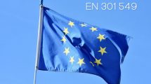 EU flag with EN 301 549 text