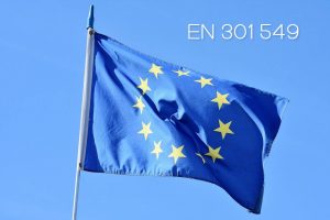 EU flag with EN 301 549 text